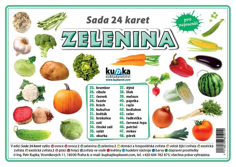Levně Sada 24 karet - zelenina