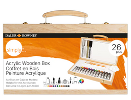 Obrázek produktu: Sada akrylových barev Daler-Rowney včetně příslušenství v dřevěném kufříku