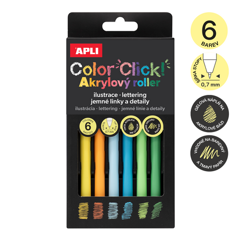 Obrázek produktu: Sada akrylových gelových rollerů APLI - Color Click, 6 ks, Golden Autumn, mix barev