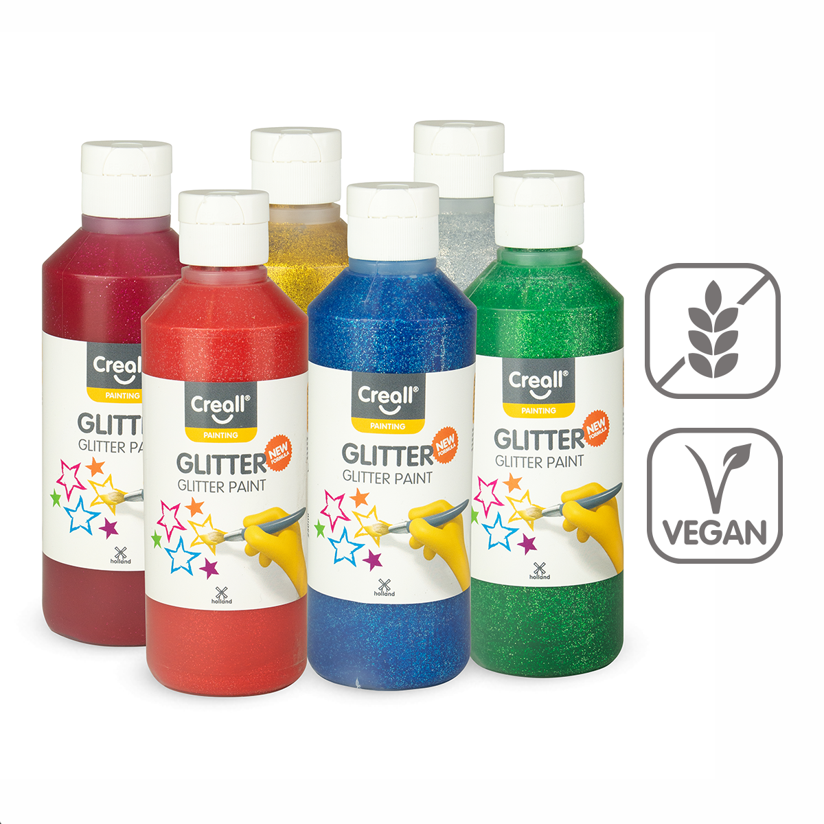 Sada barev Creall Glitter, 6 × 250 ml, mix barev