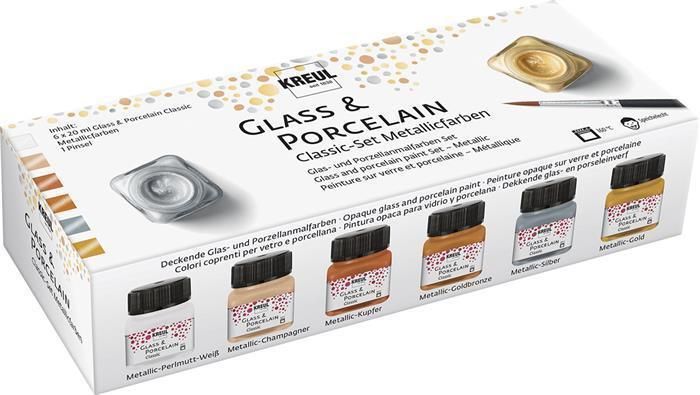 Levně Sada barev na sklo a porcelán "METALLIC", 6 x 20 ml, KREUL