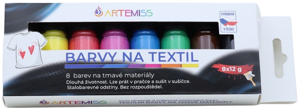 Sada barev na tmavý textil 8 × 12 g