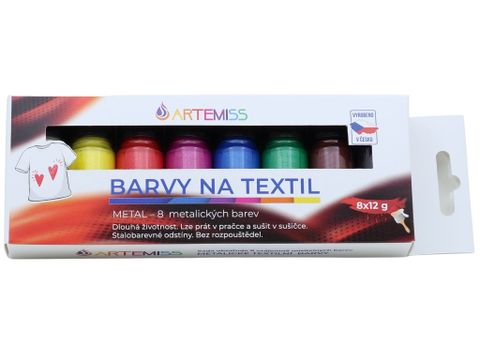 Obrázek produktu: Sada barev na tmavý  textil 8 x 12 g METAL