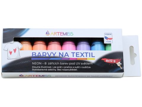 Obrázek produktu: Sada barev na tmavý  textil 8 x 12 g NEON
