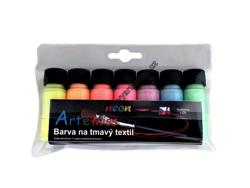 Sada barev na tmavý textil - neonové odstíny  7 × 12g