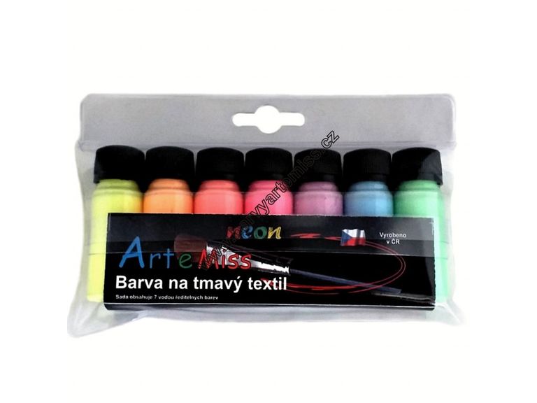Sada barev na tmavý textil - neonové odstíny  7 × 12g