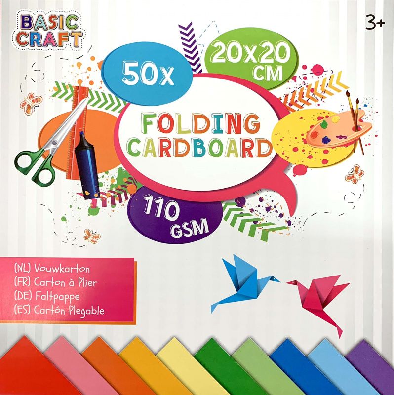 Sada barevných papírů na origami 20 × 20 cm, 110 g/m2 - 50 ks