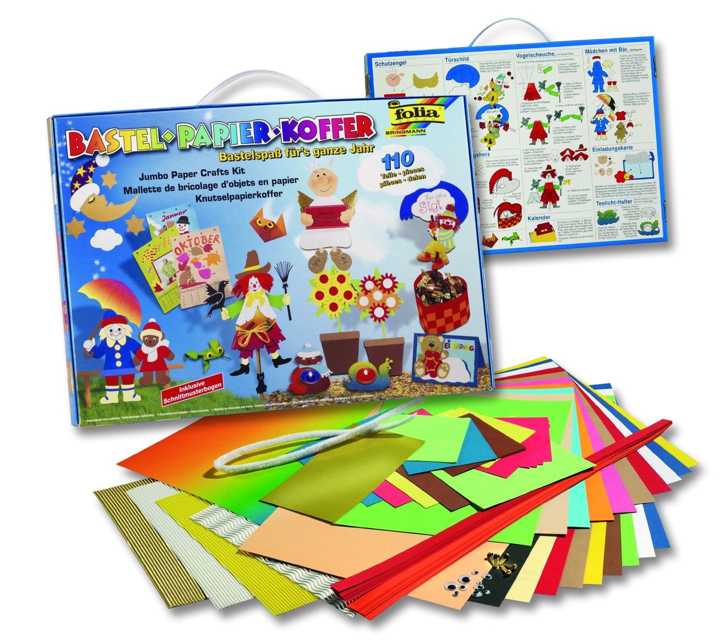 Sada barevných papírů na výrobu dekorací - 110 kusů, mix barev, velikostí a druhů papírů