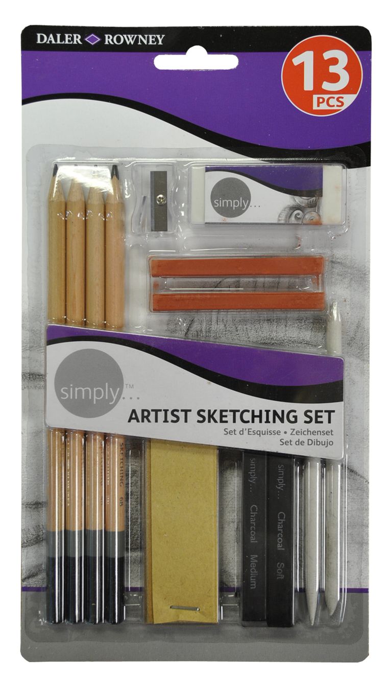 Sada Daler-Rowney SIMPLY - skicovací tužky, úhly a příslušenství (13 ks)