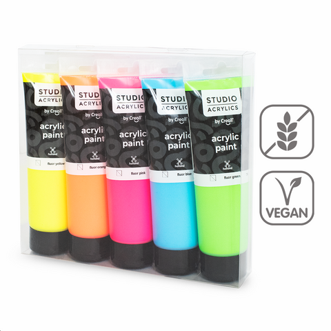 Obrázek produktu: Sada fluorescenčních akrylových barev Creall Studio acrylics, 5 × 120 ml, mix barev