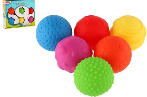 Obrázek produktu: Sada míčků 6 ks s texturou, gumové 6 cm