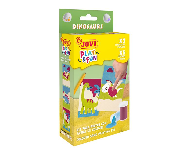 Sada na malování pískem JOVI PLAY&FUN MINI - 9ks Dinosaurus