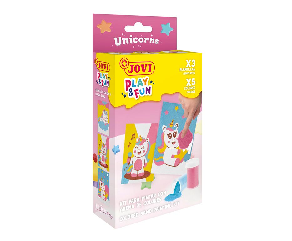Sada na malování pískem JOVI PLAY&FUN MINI - 9ks - Jednorožci