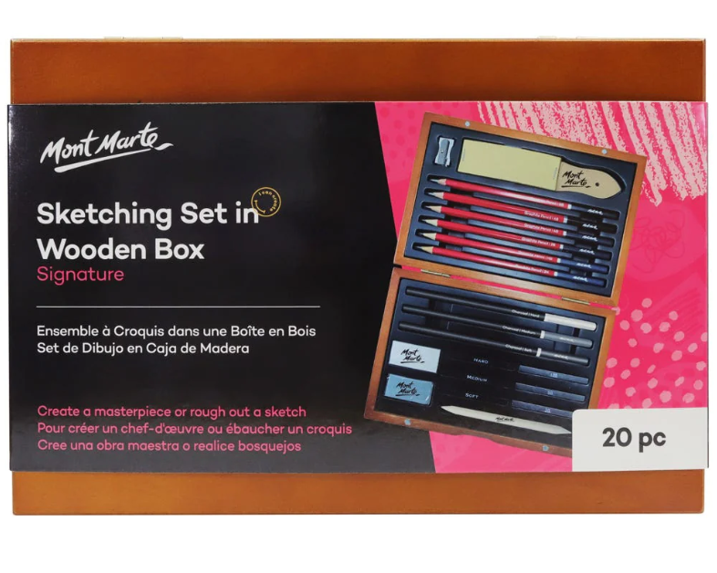 Sada na skicování Mont Marte, 20 ks, dřevěný box