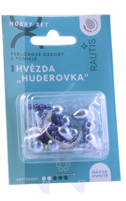 Obrázek produktu: Sada na výrobu ozdoby z perliček - Huderovka - stříbrná/modrá