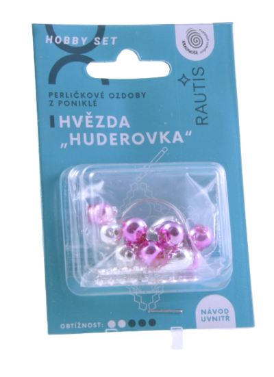 Sada na výrobu ozdoby z perliček - Huderovka - stříbrná/růžová