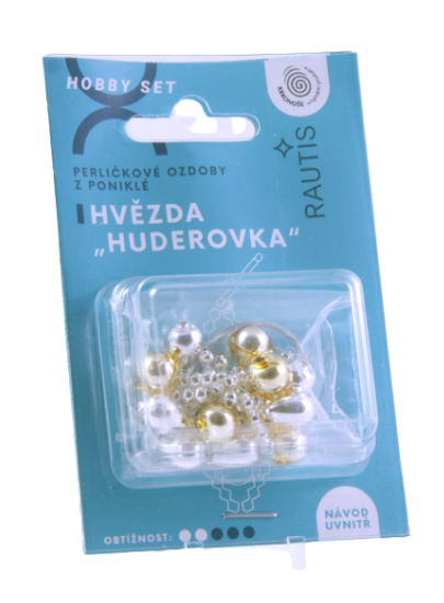 Sada na výrobu ozdoby z perliček - Huderovka - stříbrná/zlatá