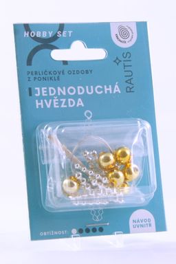 Obrázek produktu: Sada na výrobu ozdoby z perliček - Jednoduchá hvězda - stříbrná/zlatá