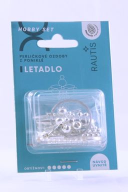 Obrázek produktu: Sada na výrobu ozdoby z perliček - Letadlo - stříbrné