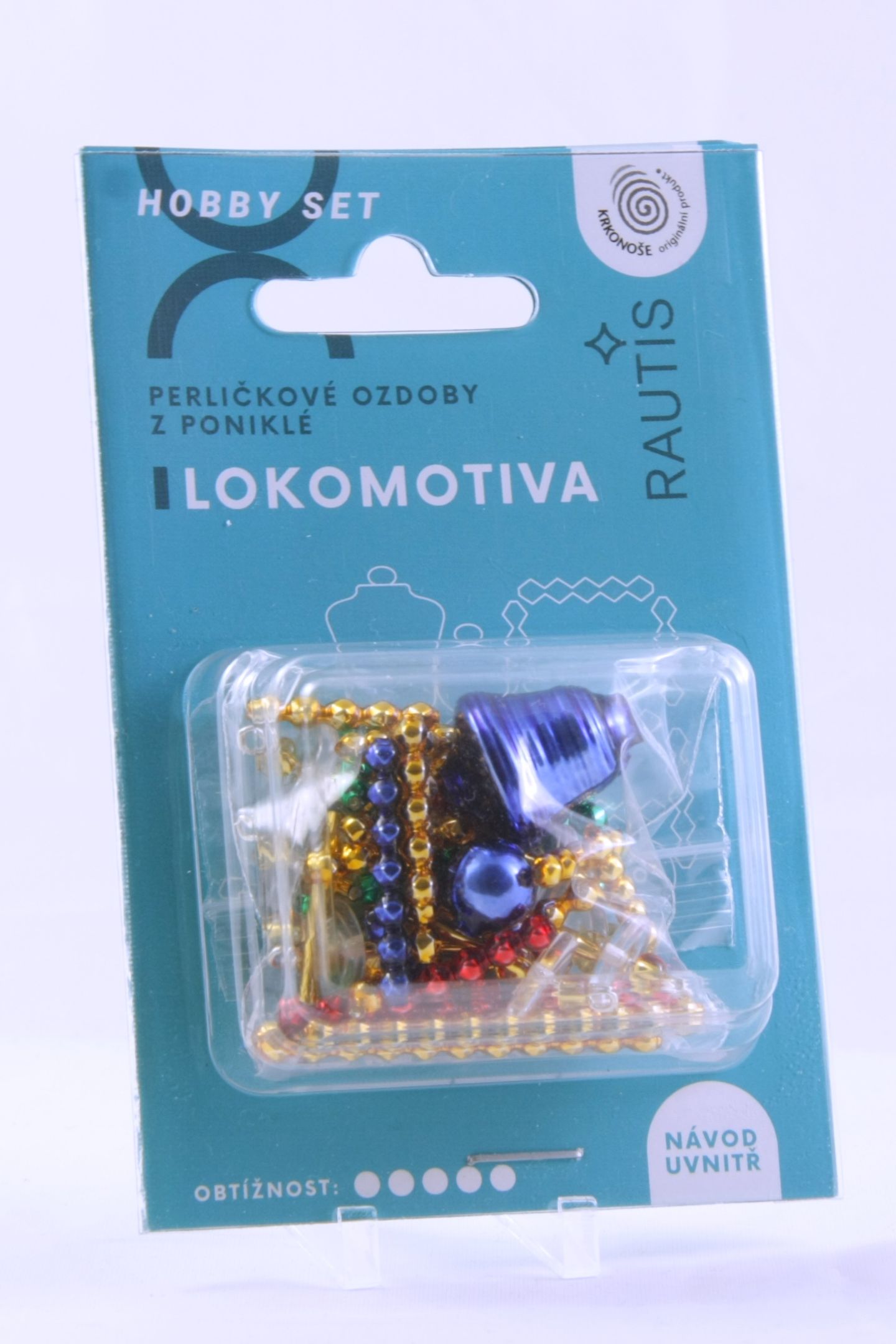 Sada na výrobu ozdoby z perliček - Lokomotiva - barevná