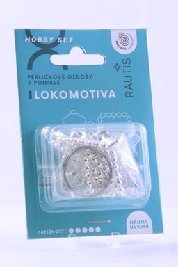 Obrázek produktu: Sada na výrobu ozdoby z perliček - Lokomotiva - stříbrná