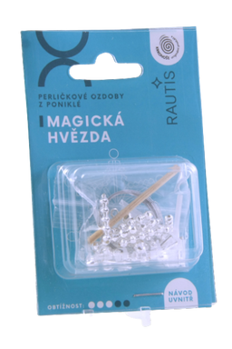 Obrázek produktu: Sada na výrobu ozdoby z perliček - Magická hvězda - stříbrná/bílá