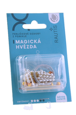 Obrázek produktu: Sada na výrobu ozdoby z perliček - Magická hvězda - zlatá/topaz/zlatá