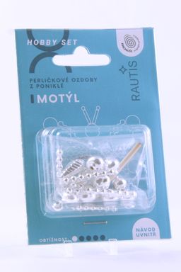 Obrázek produktu: Sada na výrobu ozdoby z perliček - Motýlek - stříbrný
