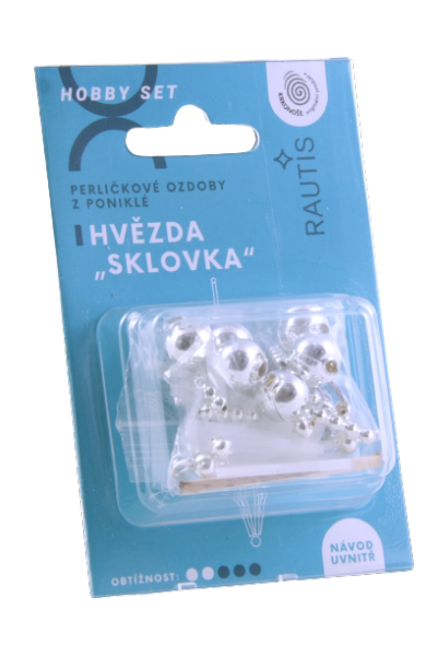 Obrázek produktu: Sada na výrobu ozdoby z perliček - Sklovka - stříbrná/bílá