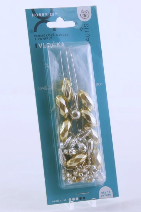 Obrázek produktu: Sada na výrobu ozdoby z perliček - Vločka - zlatá
