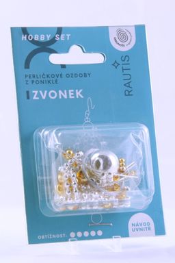 Obrázek produktu: Sada na výrobu ozdoby z perliček - Zvonek - stříbrný/zlatý
