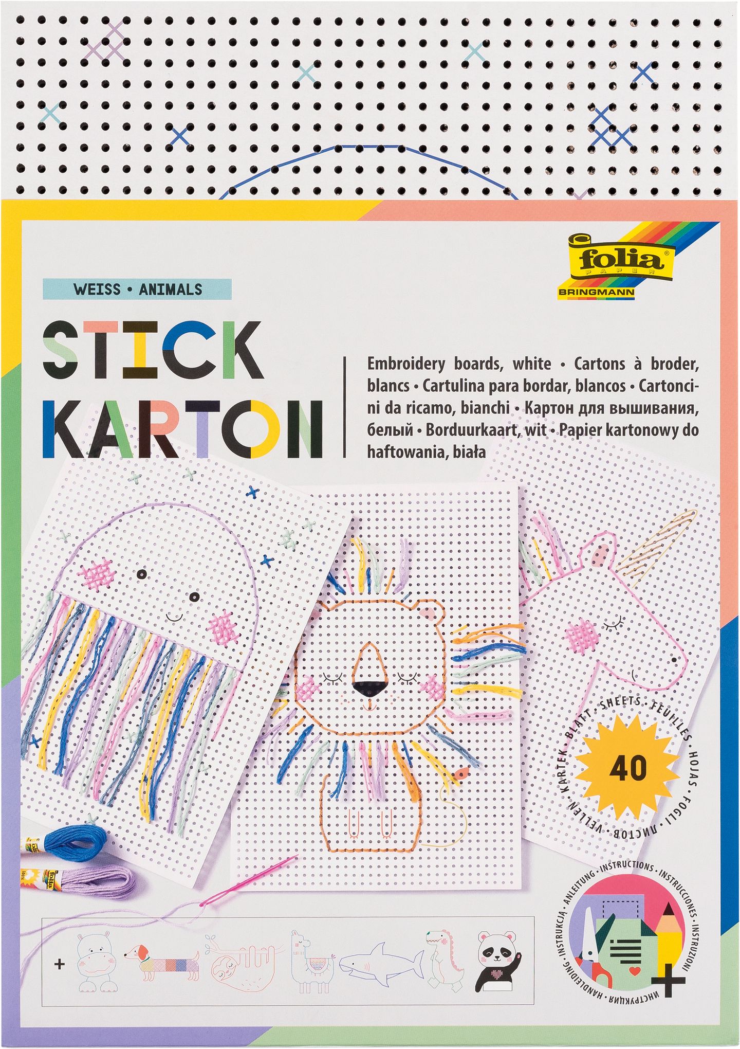 Sada papírů k prošívání - 17,5 × 24,5 cm - 40 ks