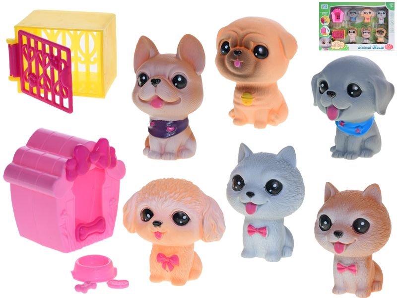 Sada pejsků 7 - 8 cm s doplňky, 6 ks