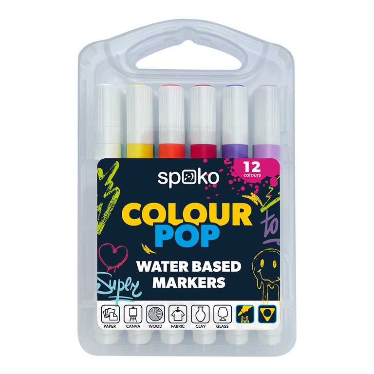 Sada popisovačů na různé povrchy SPOKO - COLOUR POP, 2 - 5 mm, 12 ks, mix barev