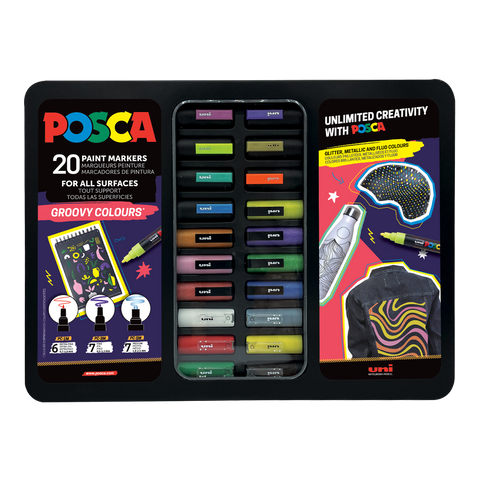 Obrázek produktu: Sada popisovačů POSCA GROOVY, PC-1M/PC-3M/PC-5M - mix 20 barev