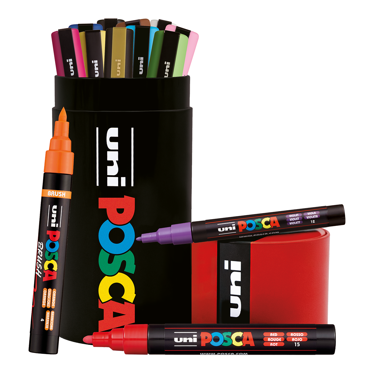 Sada popisovačů POSCA - plechová dóza, PC-3M, PC-5M, PC-5BR, mix 13 barev