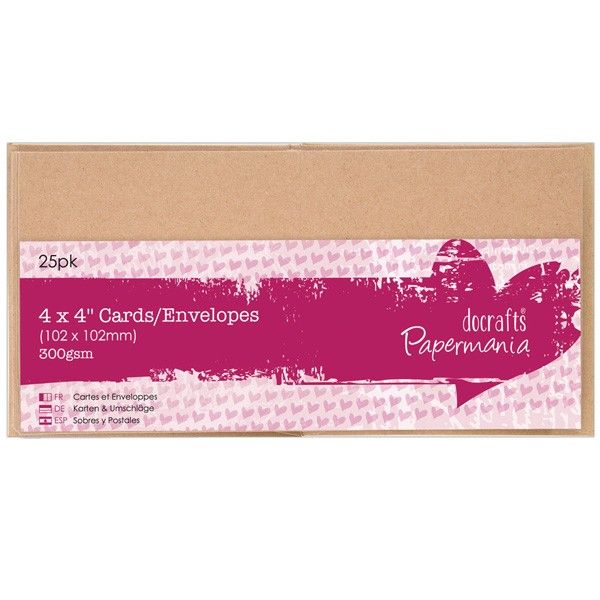 Sada přání a obálek, 10 × 10 cm - 25 ks (300 g/m2) Kraftstax