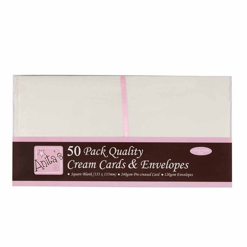 Obrázek produktu: Sada přání a obálek, 13 × 13 cm - 50 ks (240 g/m2) krémové