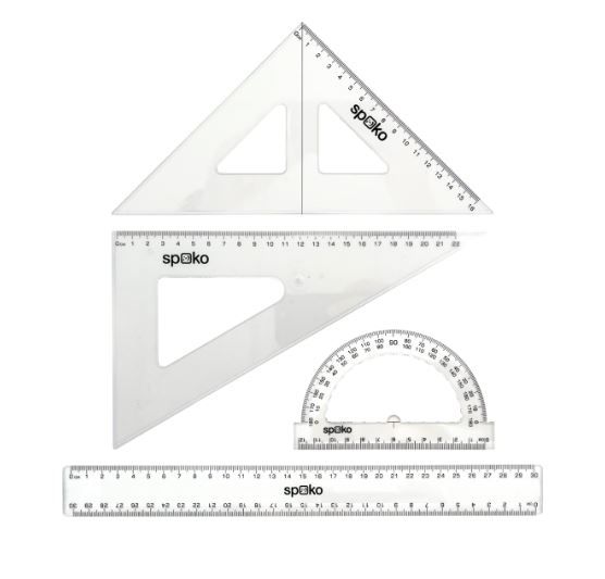 Sada pravítek Spoko 4 ks - transparentní