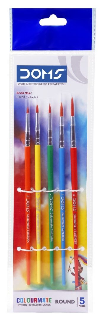 Obrázek produktu: Sada školních kulatých štětců DOMS - 5 ks velikosti 0 1 2 4 6