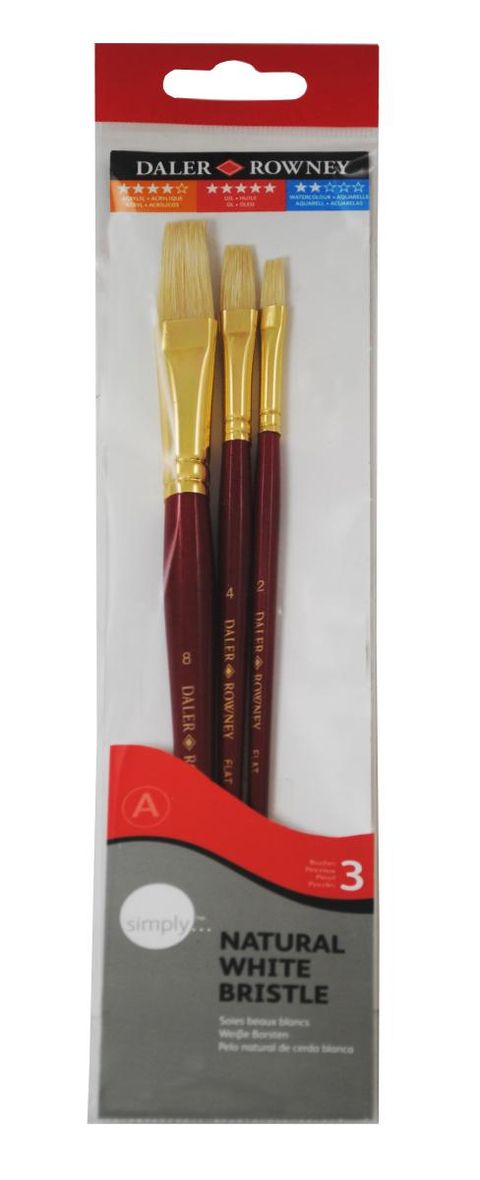 Obrázek produktu: Sada štětců  Daler-Rowney - Simply, 3 ks (plochý 2, 4 a 8)