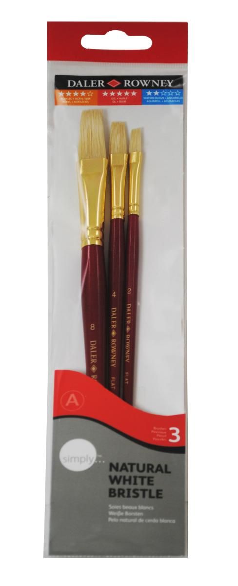 Sada štětců  Daler-Rowney - Simply, 3 ks (plochý 2, 4 a 8)