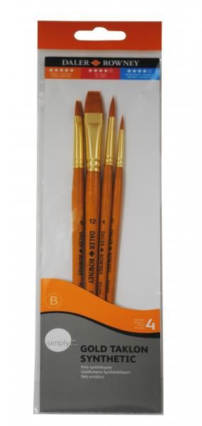 Sada štětců  Daler-Rowney - Simply, 4 ks (kulatý 2 a 4, plochý 6 a 12)