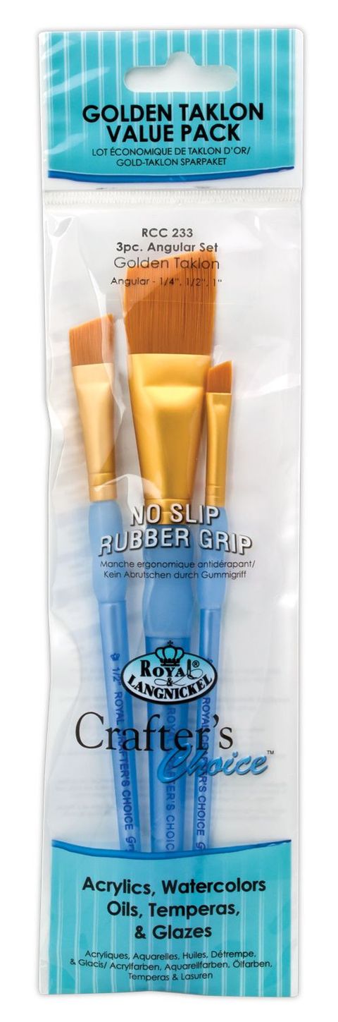 Obrázek produktu: Sada štětců GOLD TAKLON, 3 ks (ploché seříznuté č. 1/4",1/2",1")
