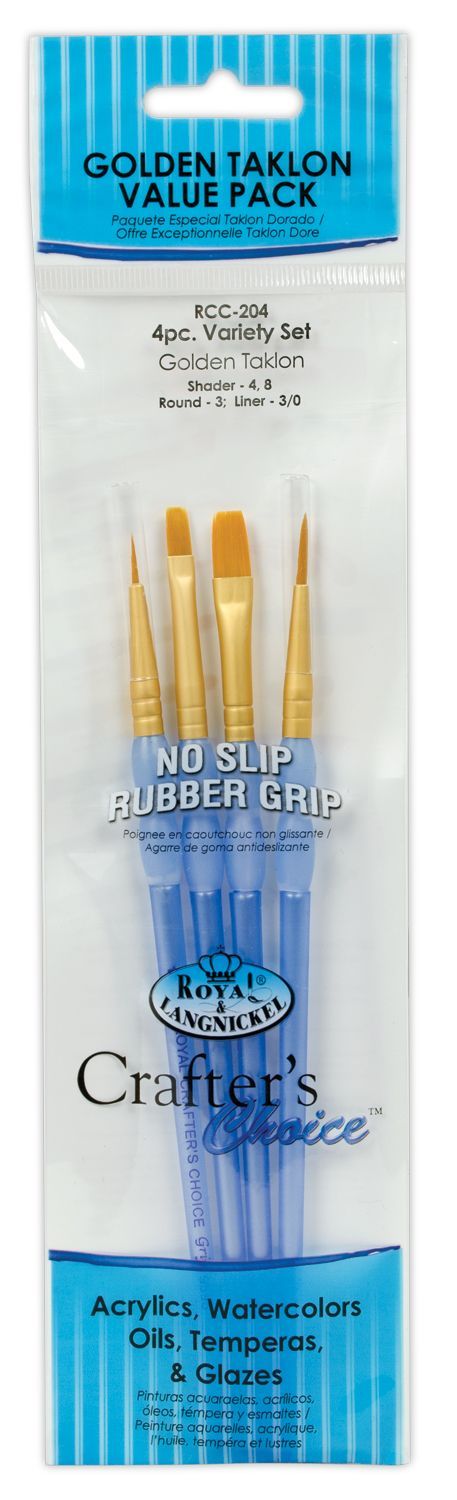 Obrázek produktu: Sada štětců GOLD TAKLON, 4 ks (ploché č. 4,8, kulaté č. 3, špičaté č. 3/0)