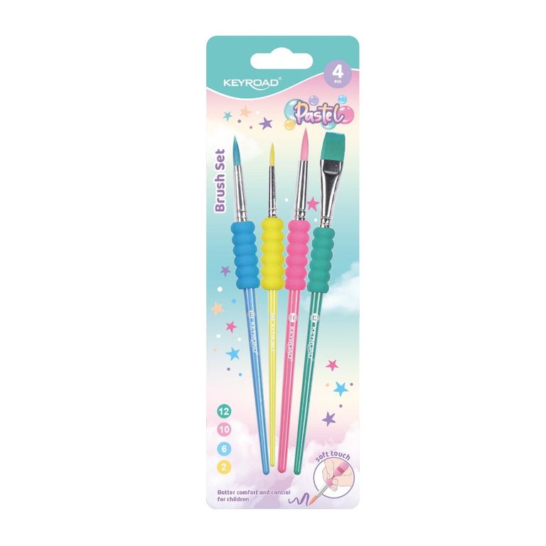 Sada štětců KEYROAD Pastel, pěnový úchop, blistr KEYROAD