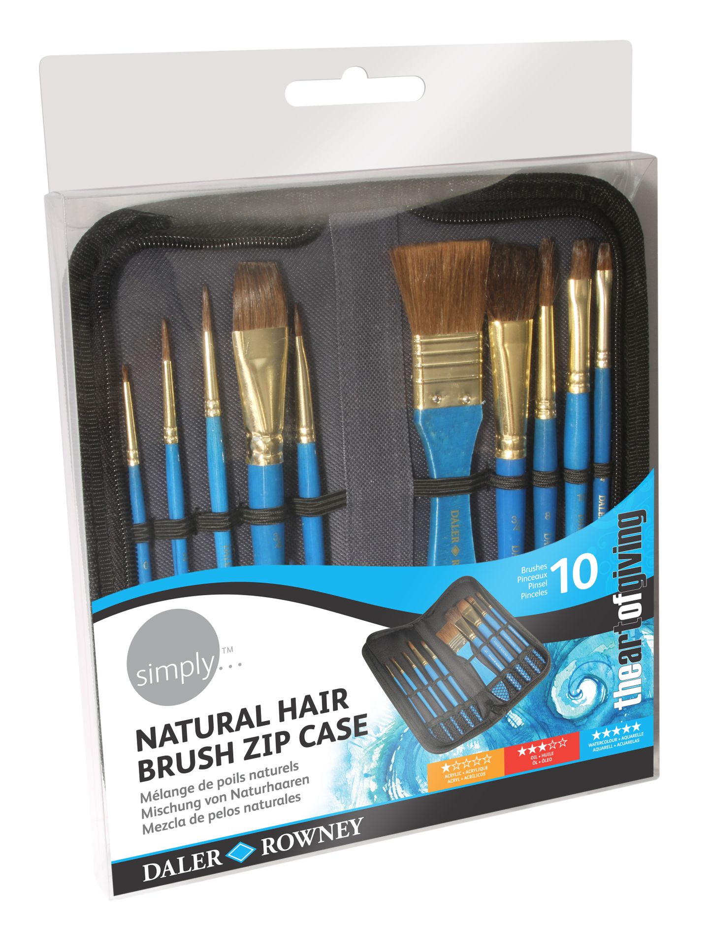 Sada štětců na akvarel v pouzdře SIMPLY - 10 ks