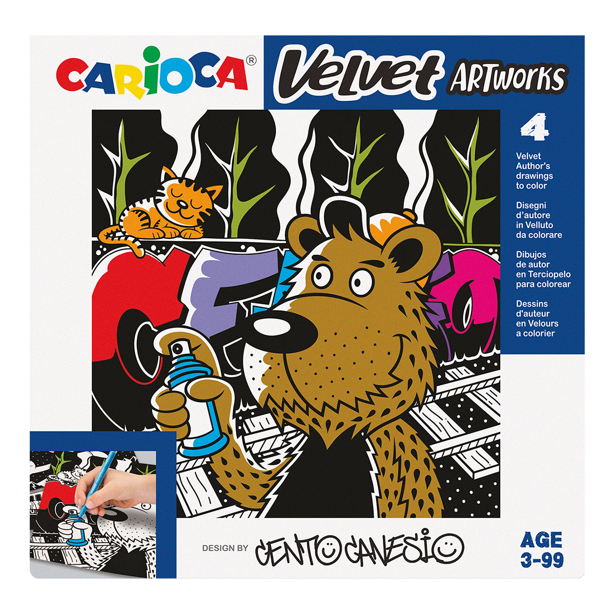 Sametové omalovánky Carioca CENTO Graffiti, 4 ks