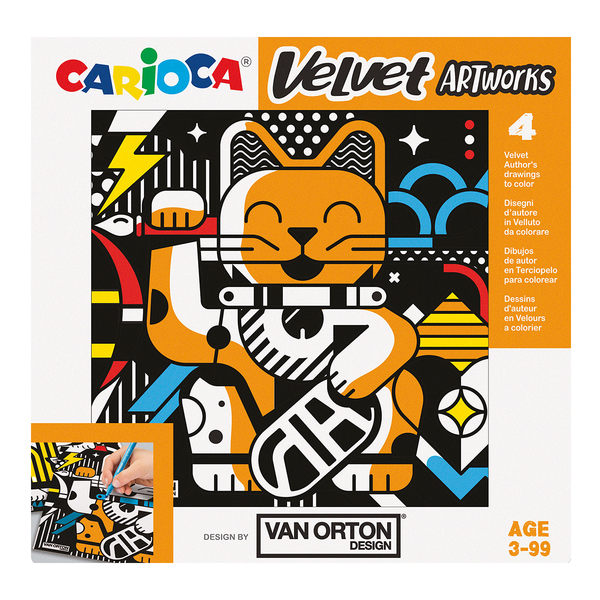 Sametové omalovánky Carioca VAN ORTON Art, 4 ks