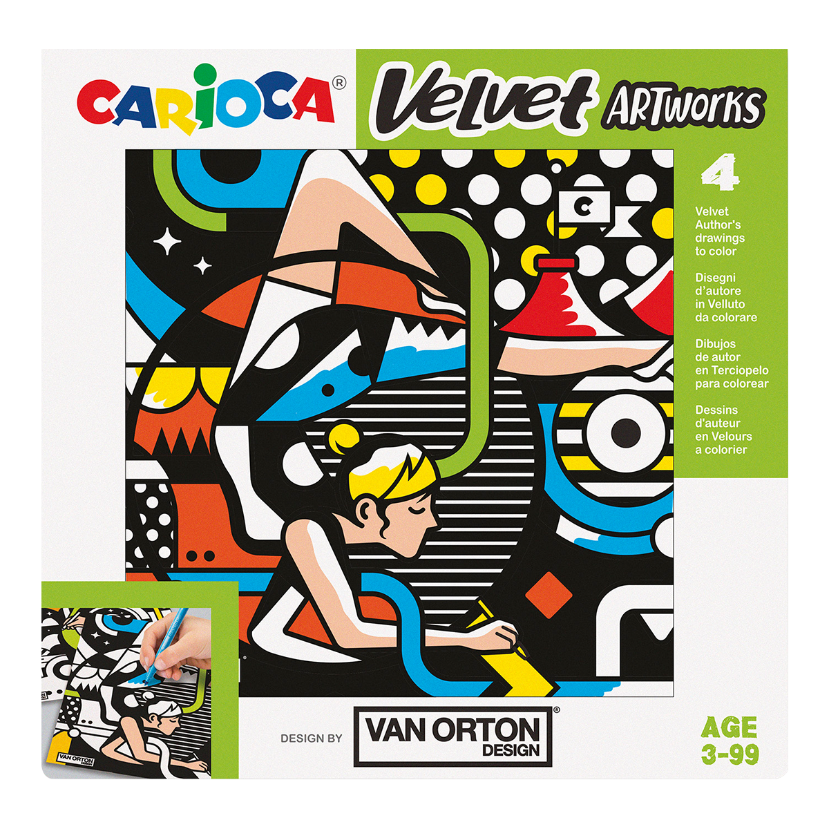 Sametové omalovánky Carioca VAN ORTON Street, 4 ks